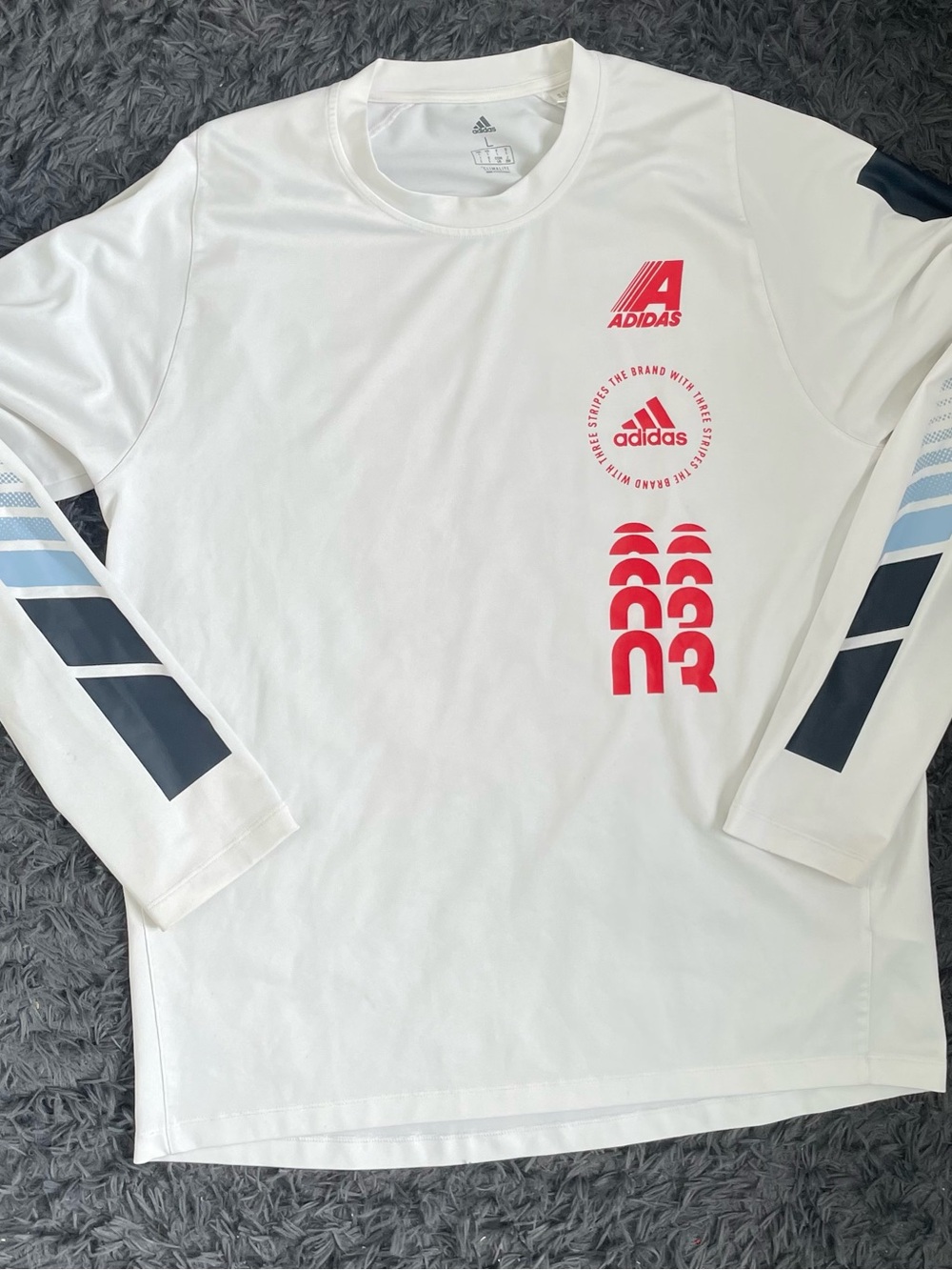 Men Size Large adidas Moto Pack FreeLift Long Sleeve Training T-Shirt White